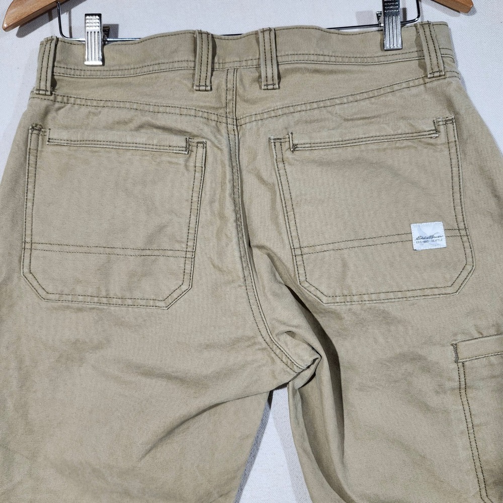 Eddie Bauer‎ Men Khaki Canvas Utility Work Pant 32x32 Tan Straight Leg Cotton - Picture 4 of 11